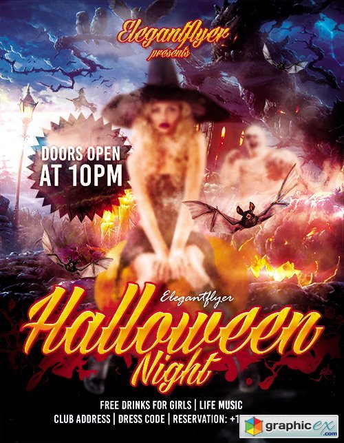 Halloween Night Flyer PSD Template + Facebook Cover