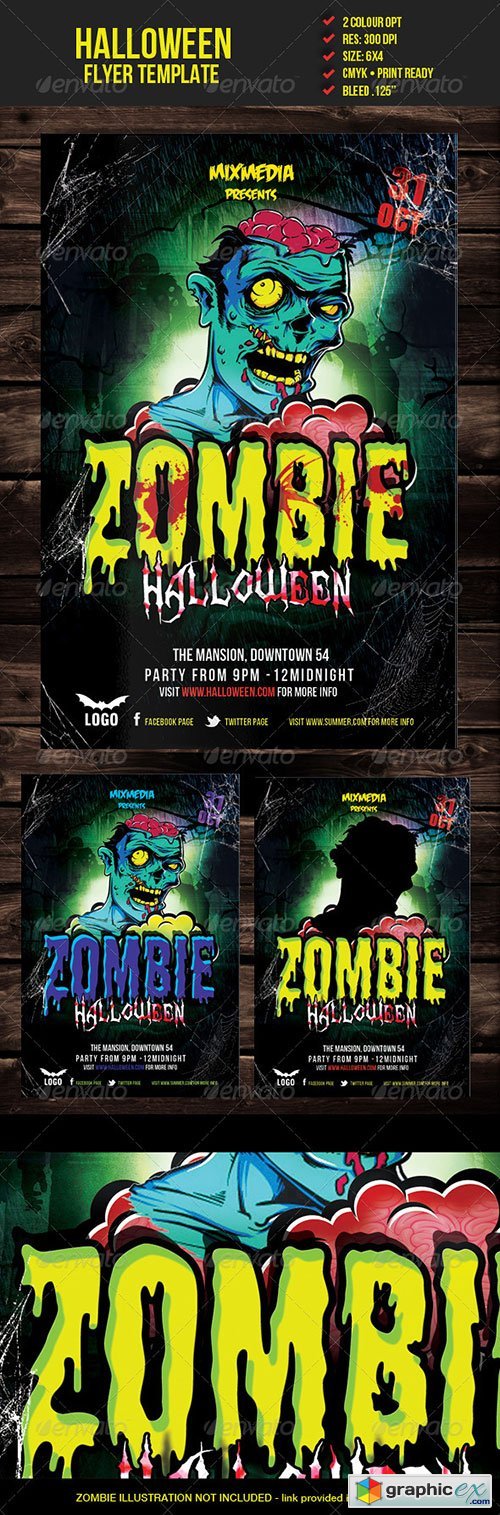 Zombie Halloween Flyer Template 5633664