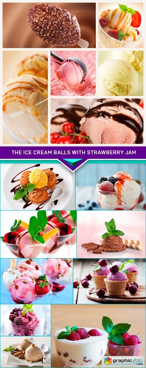 The ice cream balls with strawberry jam 10x JPEG