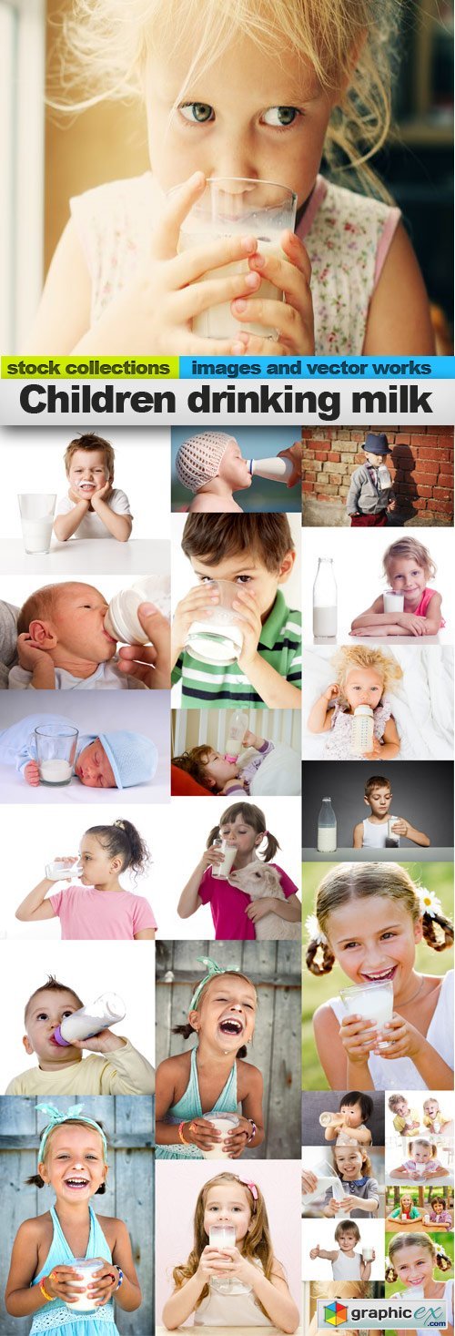 Children drinking milk, 25 x UHQ JPEG