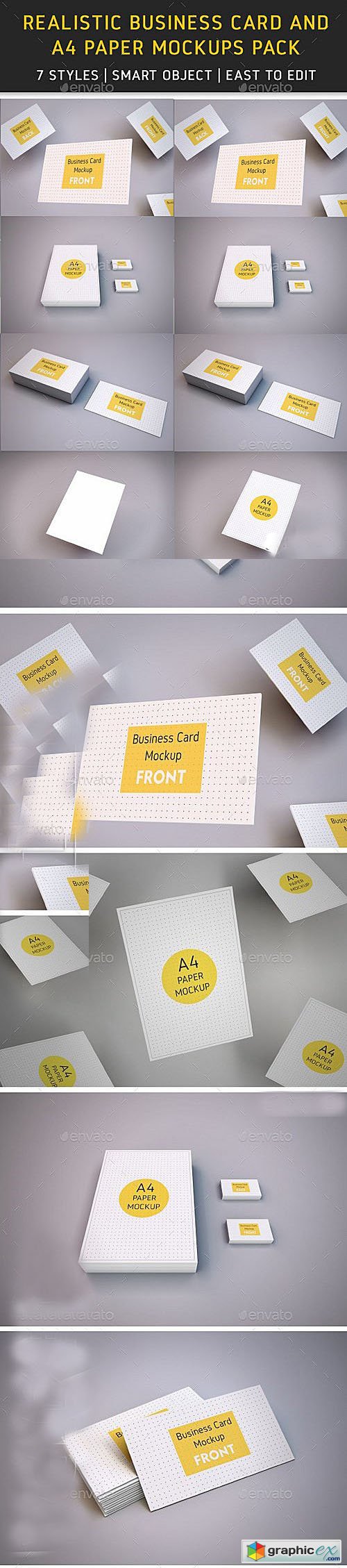 Realistic Business Card and A4 paper Mockup Pack