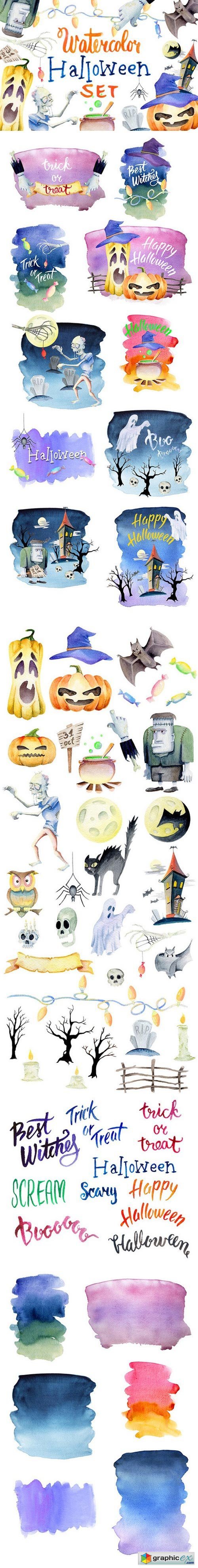 Watercolor Halloween Set
