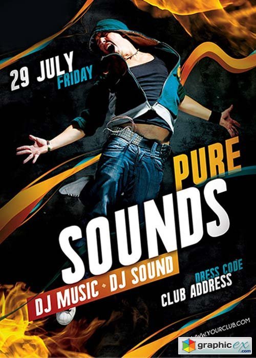 Pure Sounds Flyer Template + Facebook Cover