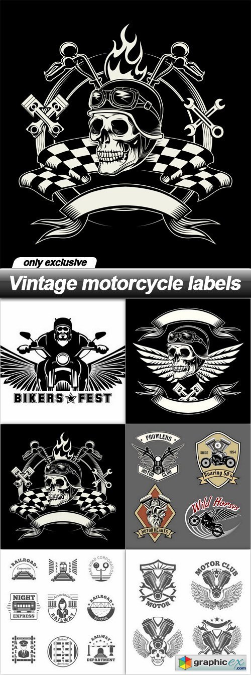  Vintage motorcycle labels - 6 EPS 