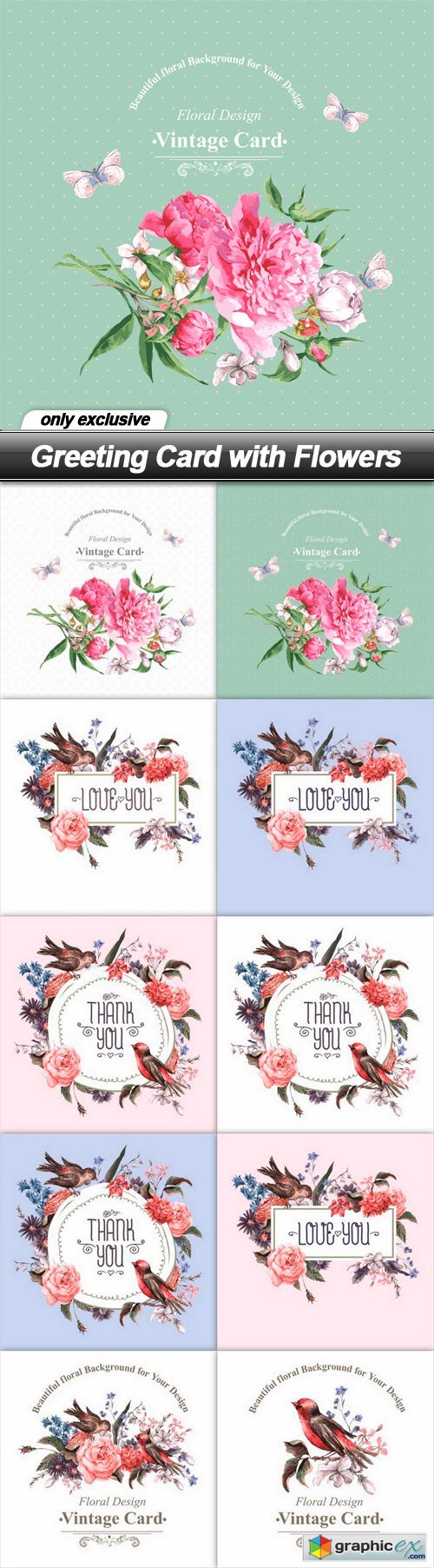 Greeting Card with Flowers - 10 EPS