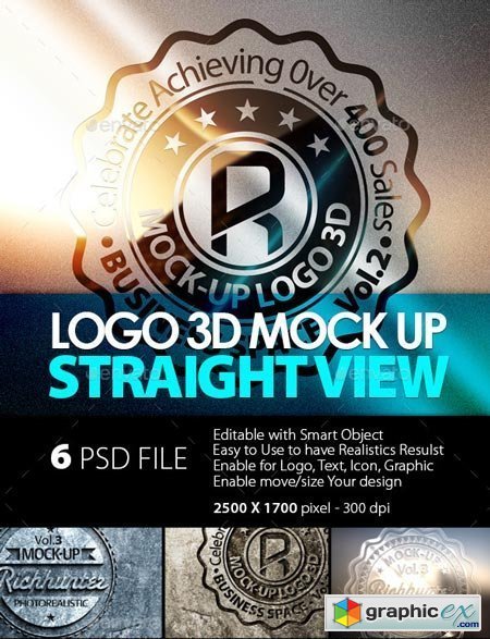 Mock-Up Logo 3D Straight View / Vol.3