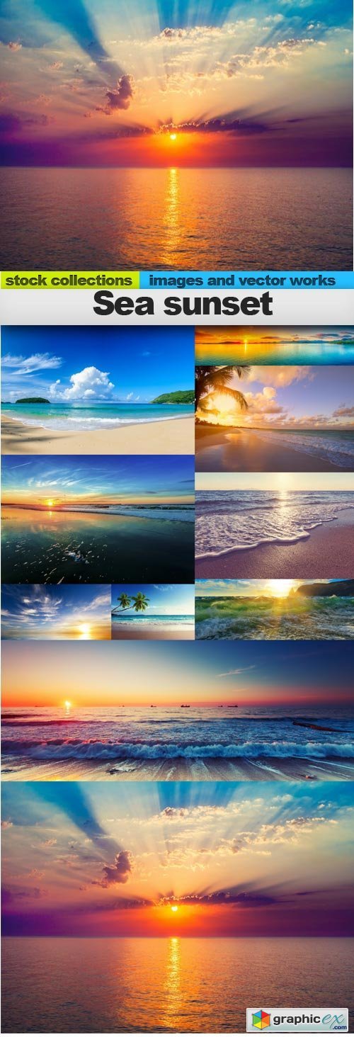 Sea sunset, 10 x UHQ JPEG