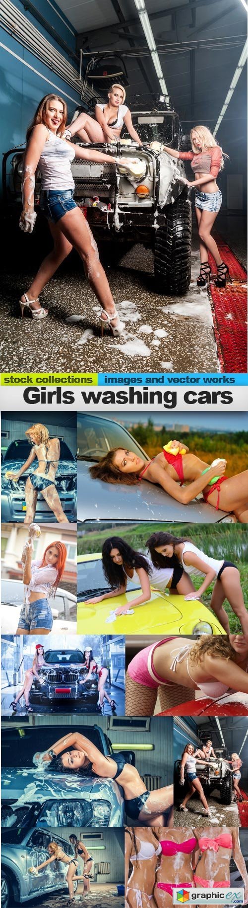 Girls washing cars, 10 x UHQ JPEG