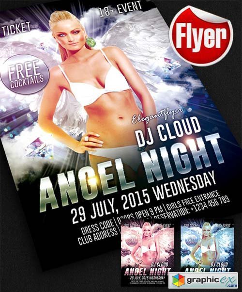 Angel Night Flyer Template + Facebook Cover