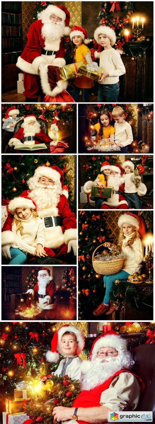 Christmas, Santa Claus with children