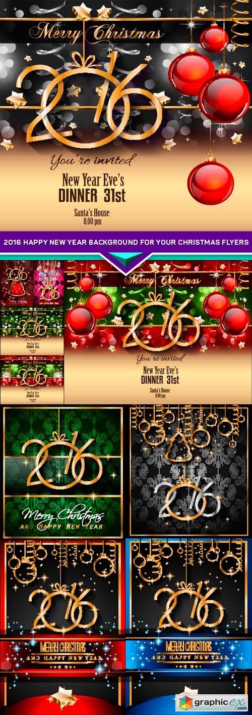2016 Happy New Year Background for your Christmas Flyers 10x EPS