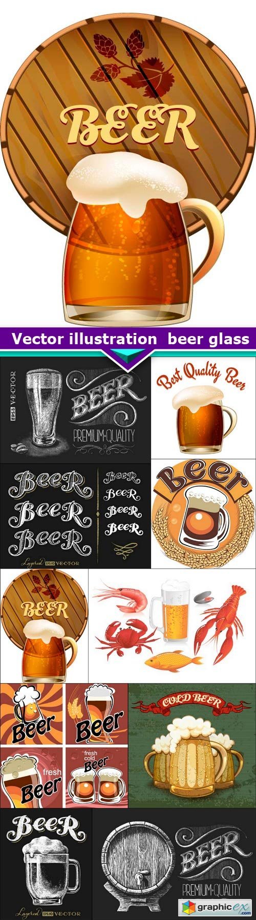 Vector illustration beer glass 10X EPS