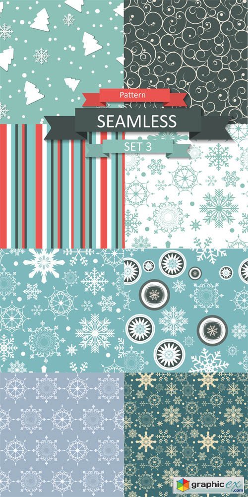 Vector Christmas Pattern with Snowflakes Set
