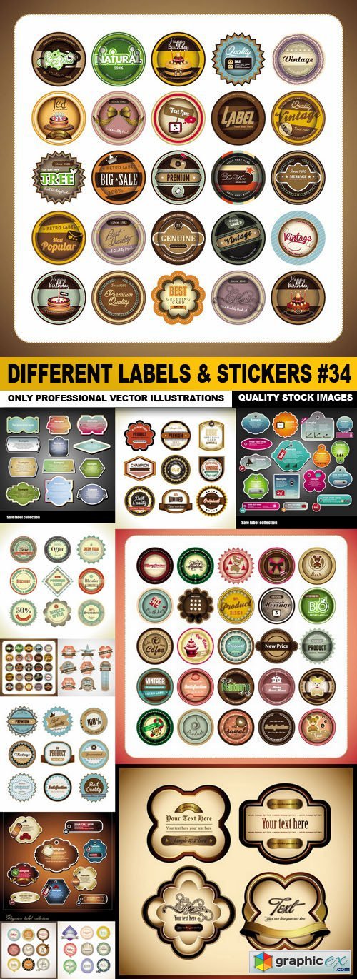  Different Labels & Stickers #34 - 12 Vector 