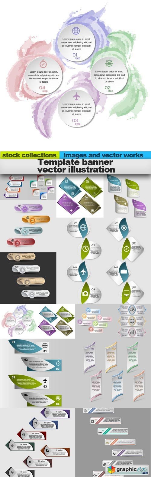Template banner vector illustration, 15 xEPS
