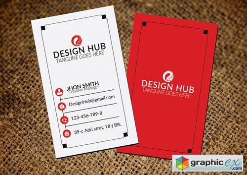 Red & White Vertical Business Card