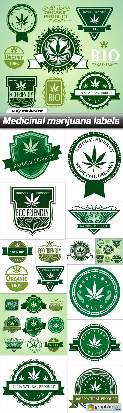 Medicinal marijuana labels - 15 EPS