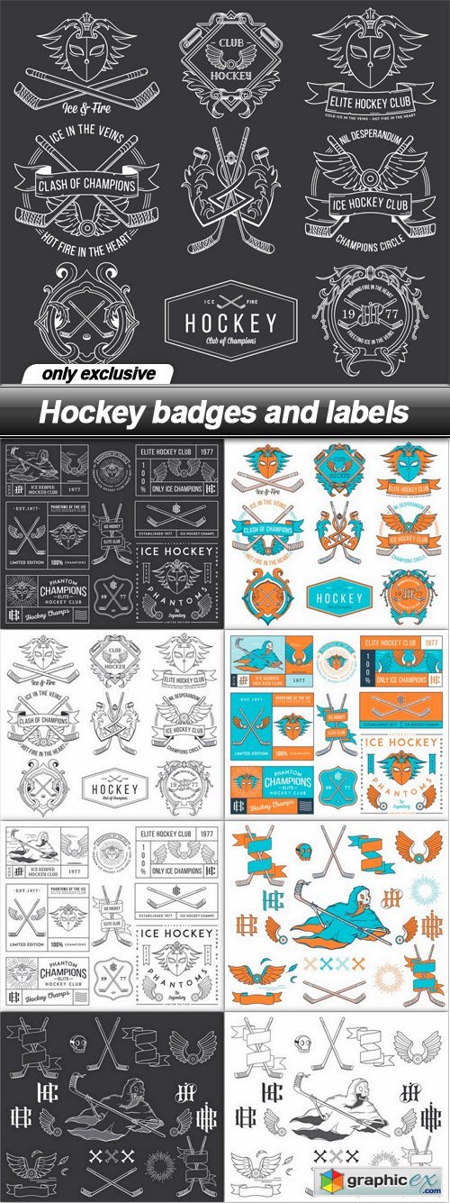 Hockey badges and labels - 9 EPS