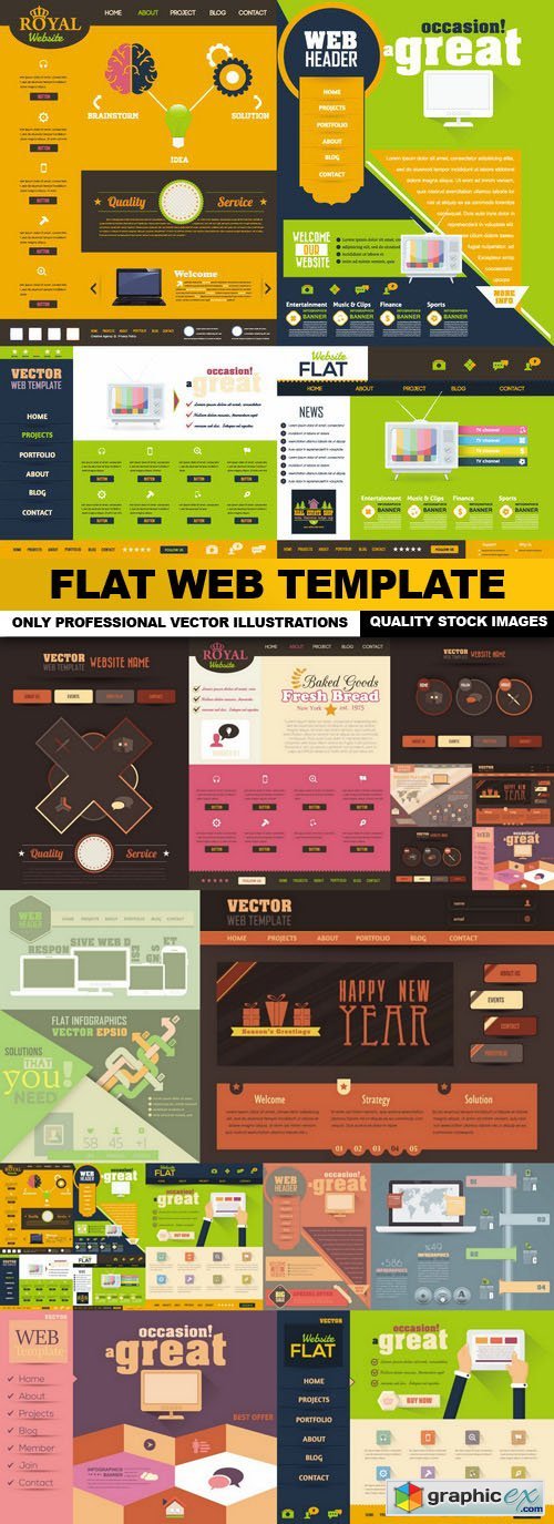 Flat Web Template - 12 Vector