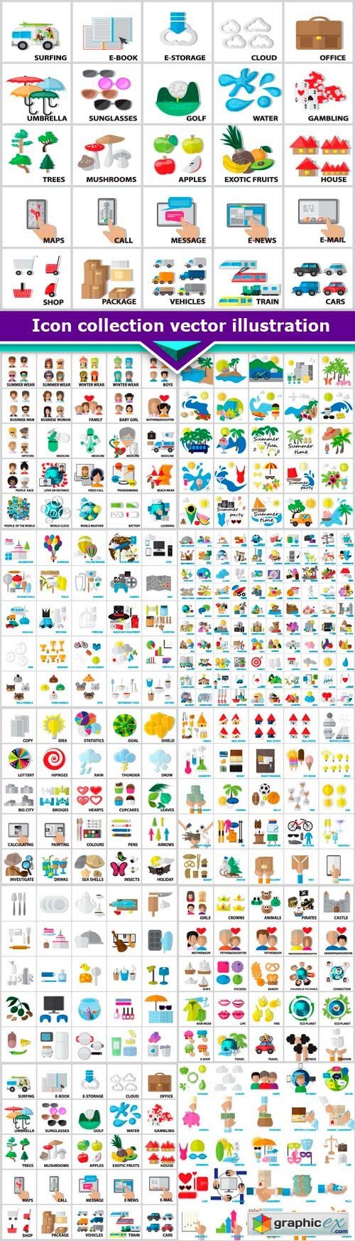 Icon collection vector illustration 10x EPS