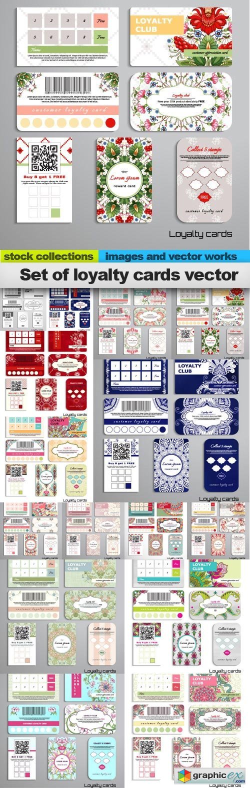 Set of loyalty cards vector, 15 x EPS