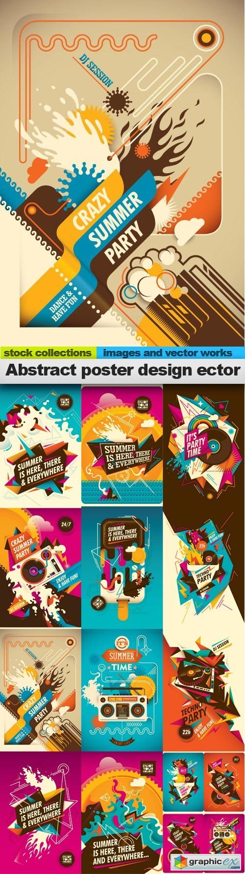 Abstract poster design vector, 15 x EPS