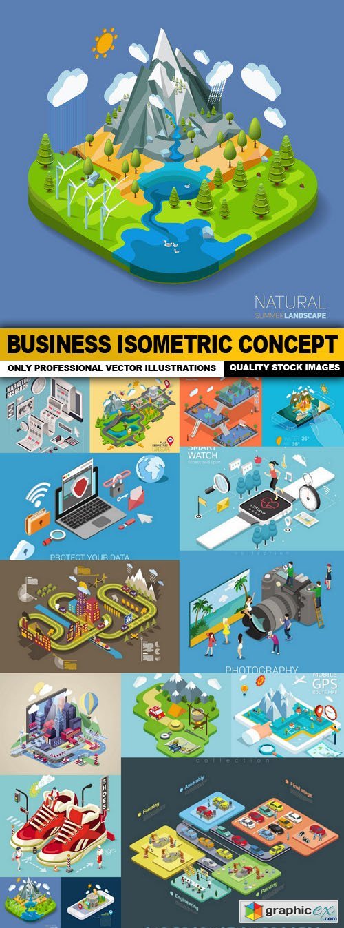 Business Isometric Concept - 15 Vector