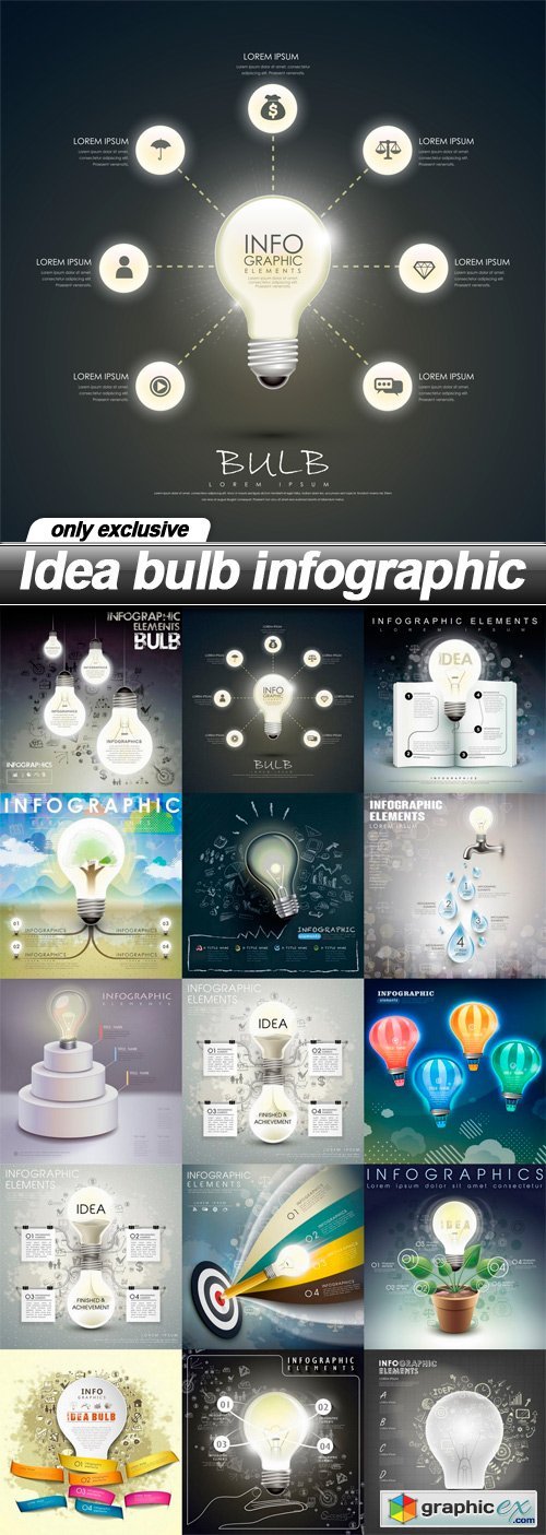 Idea bulb infographic - 15 EPS