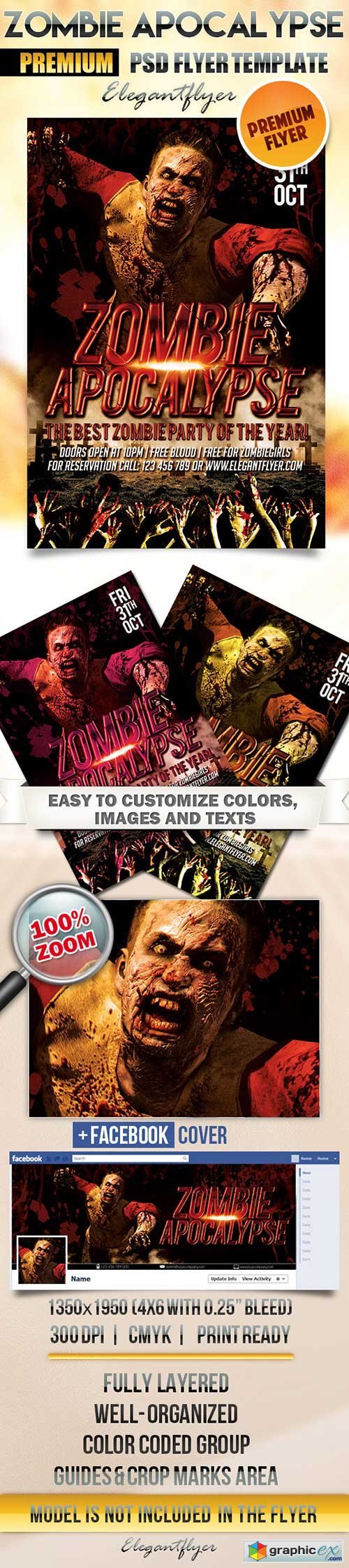 Zombie Apocalypse Flyer PSD Template + Facebook Cover