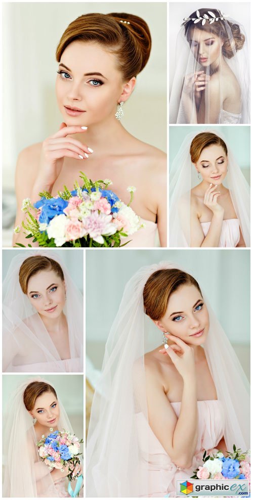 Bride with a wedding bouquet - Stock photo