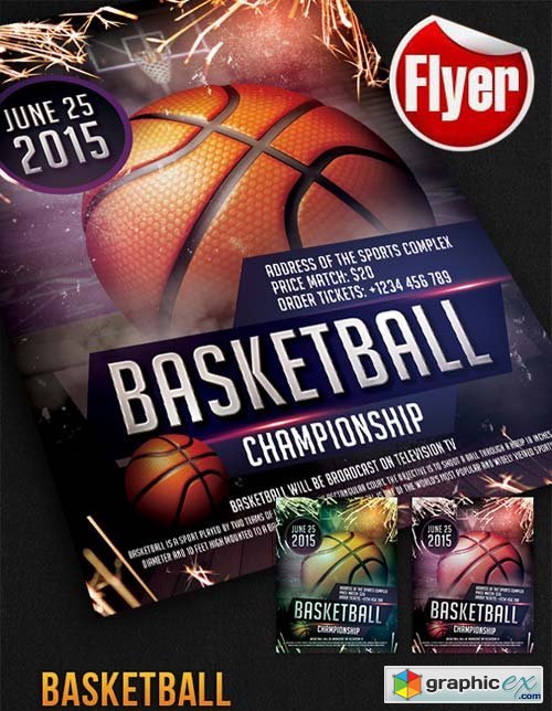 Basketball - Free Flyer PSD Template + Facebook Cover