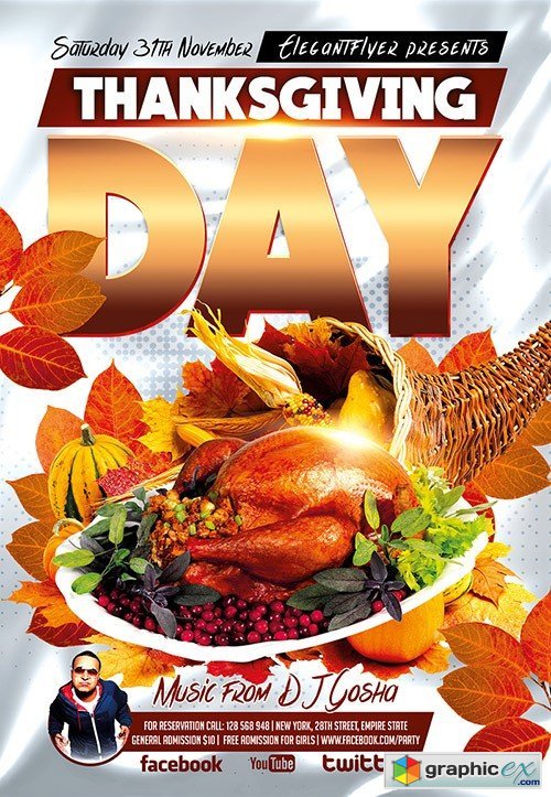 Thanksgiving Day 3 Flyer PSD Template + Facebook Cover