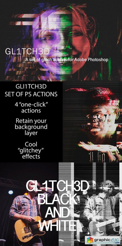 Glitched Set of Photoshop Actions