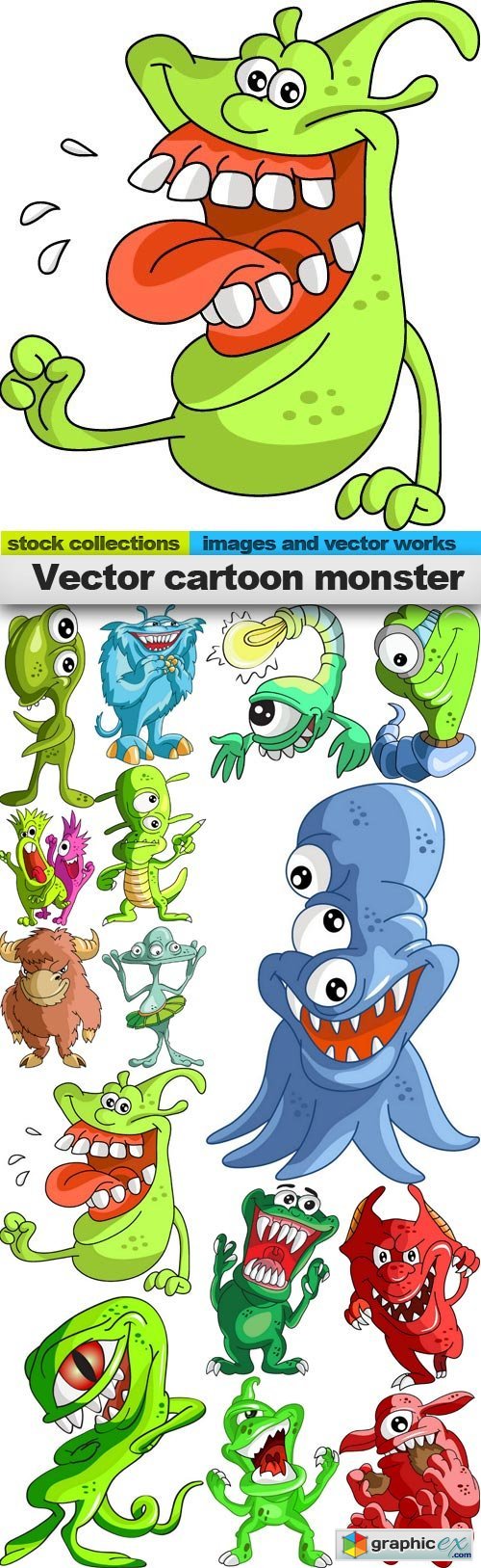Vector cartoon monster, 15 x EPS
