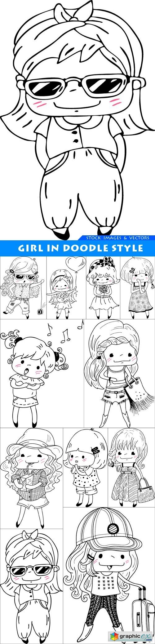 Girl in doodle style 11X EPS