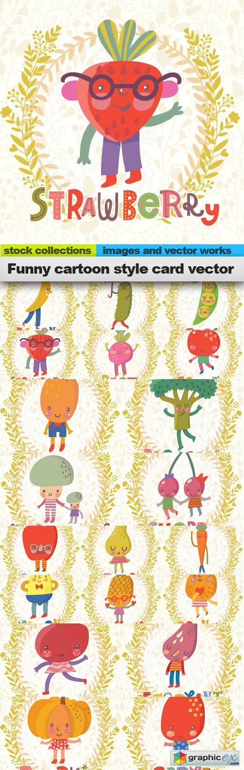 Funny cartoon style card vector, 20 x EPS