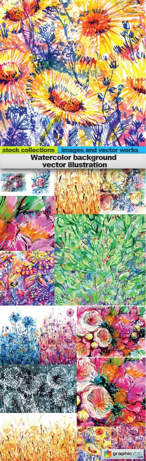 Watercolor background vector illustration, 15 x EPS