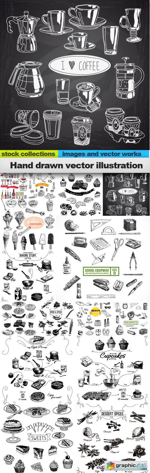  Hand drawn vector illustration, 15 x EPS 