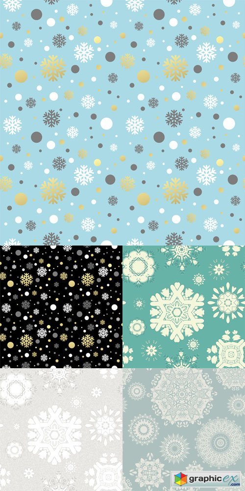 Snowslakes Winter Vector Patterns Set