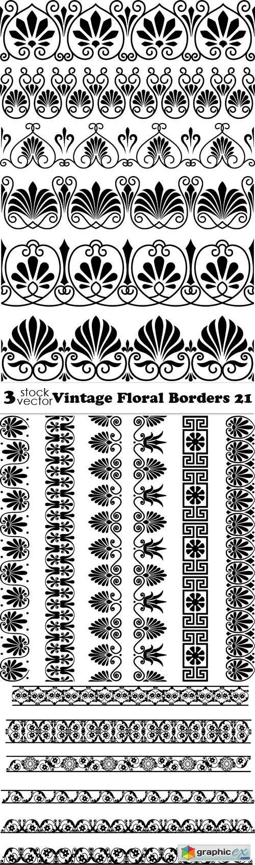  Vectors - Vintage Floral Borders 21 