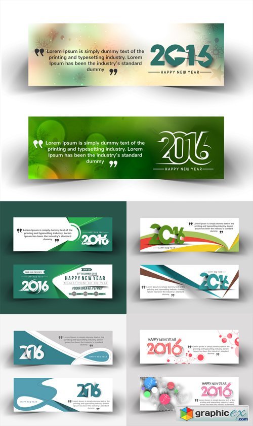 Happy New Year Banners Vector Set