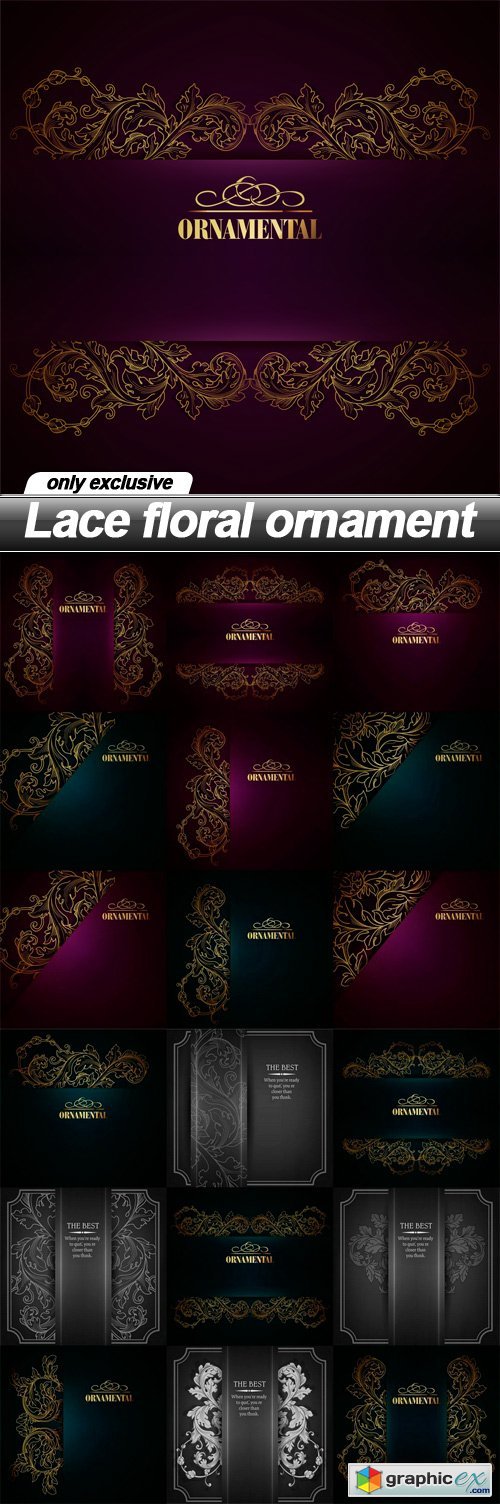 Lace floral ornament - 19 EPS