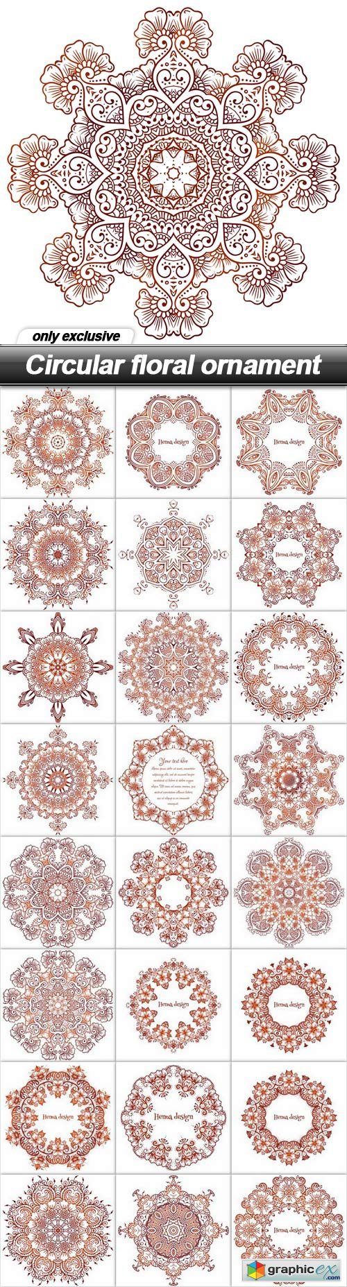 Circular floral ornament - 25 EPS