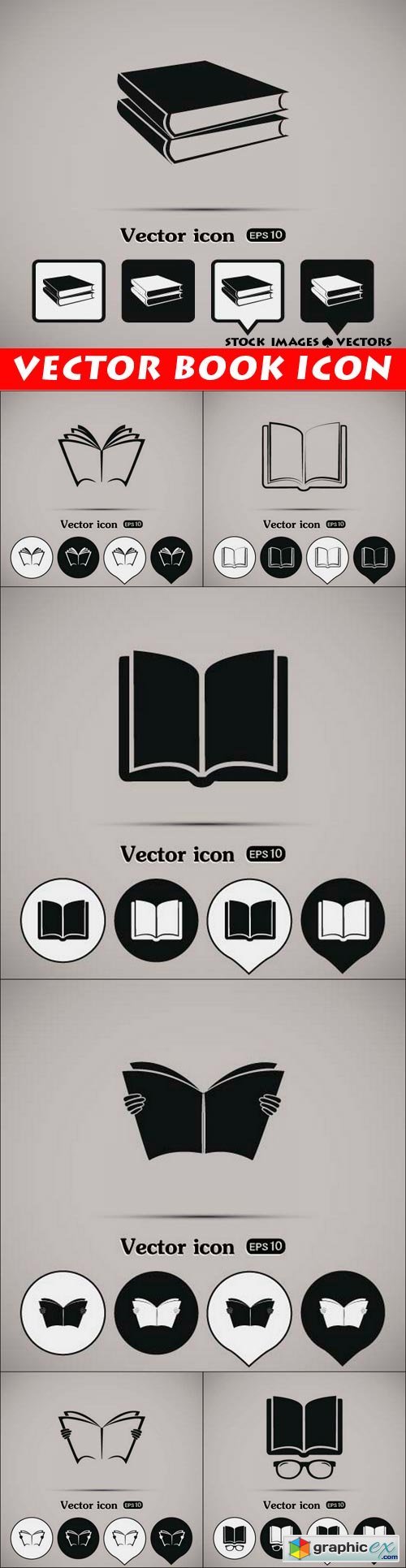 Vector book icon 7x EPS