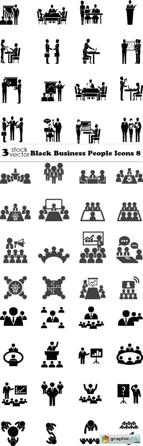 Vectors - Black Business People Icons 8