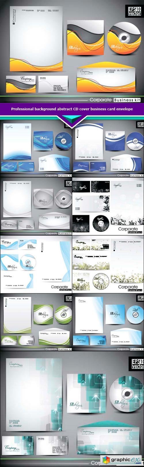 Professional background abstract CD cover business card envelope 10x EPS