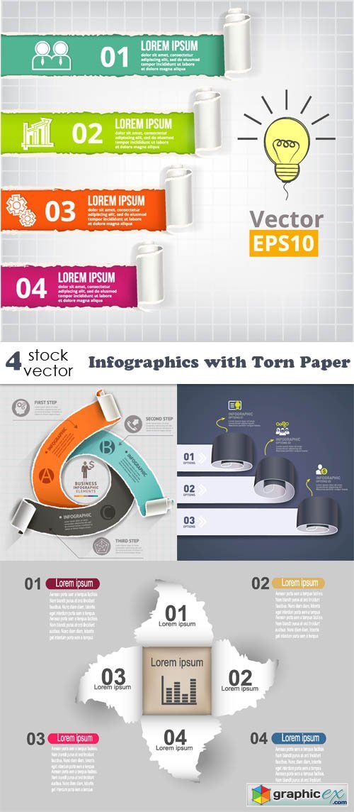 Vectors - Infographics with Torn Paper