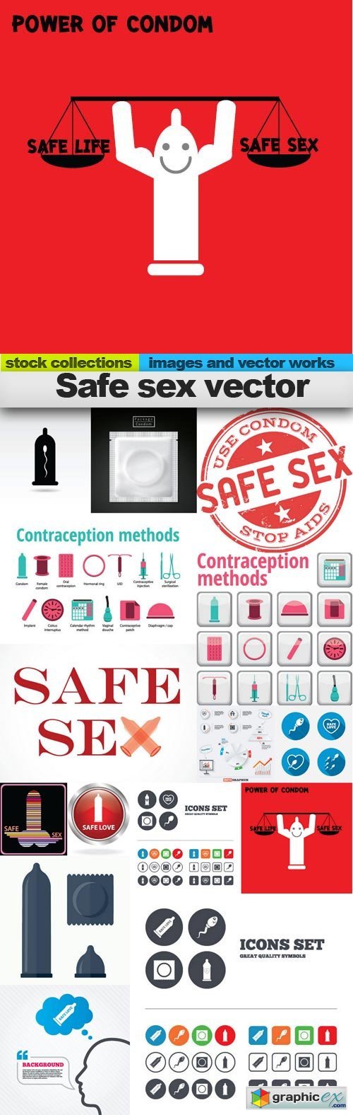 Safe sex vector, 15 x EPS