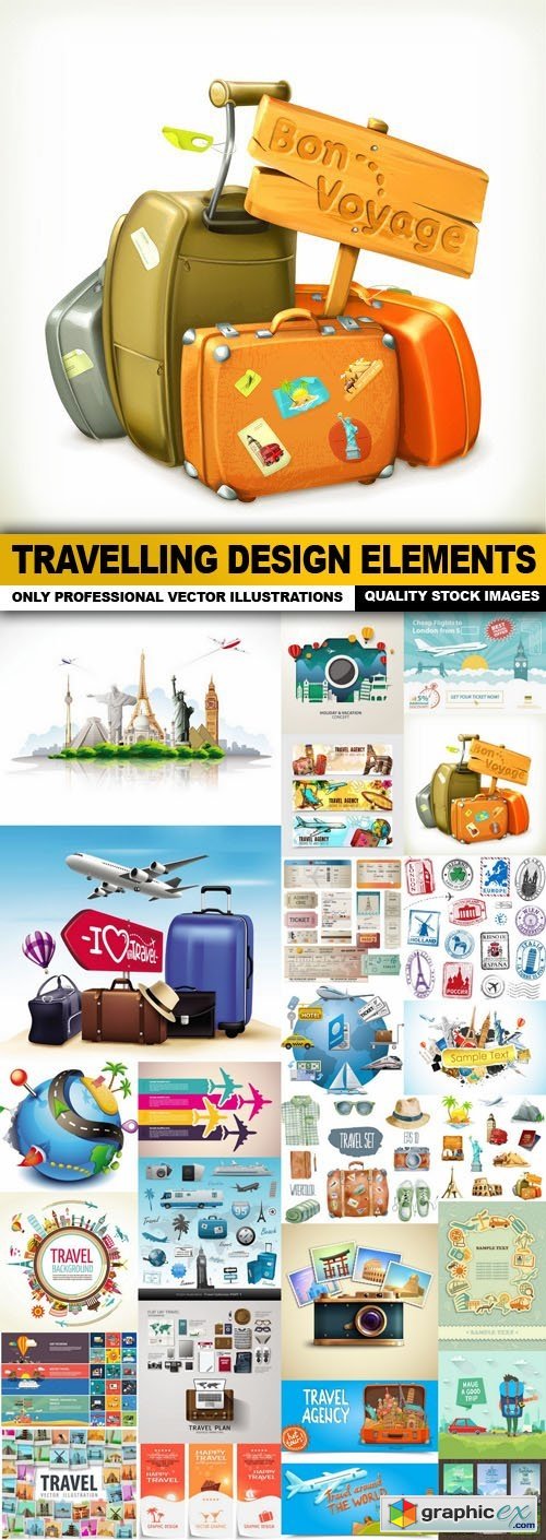  Travelling Design Elements - 25 Vector 