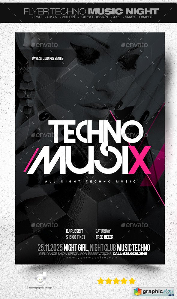 Flyer Techno Music Night